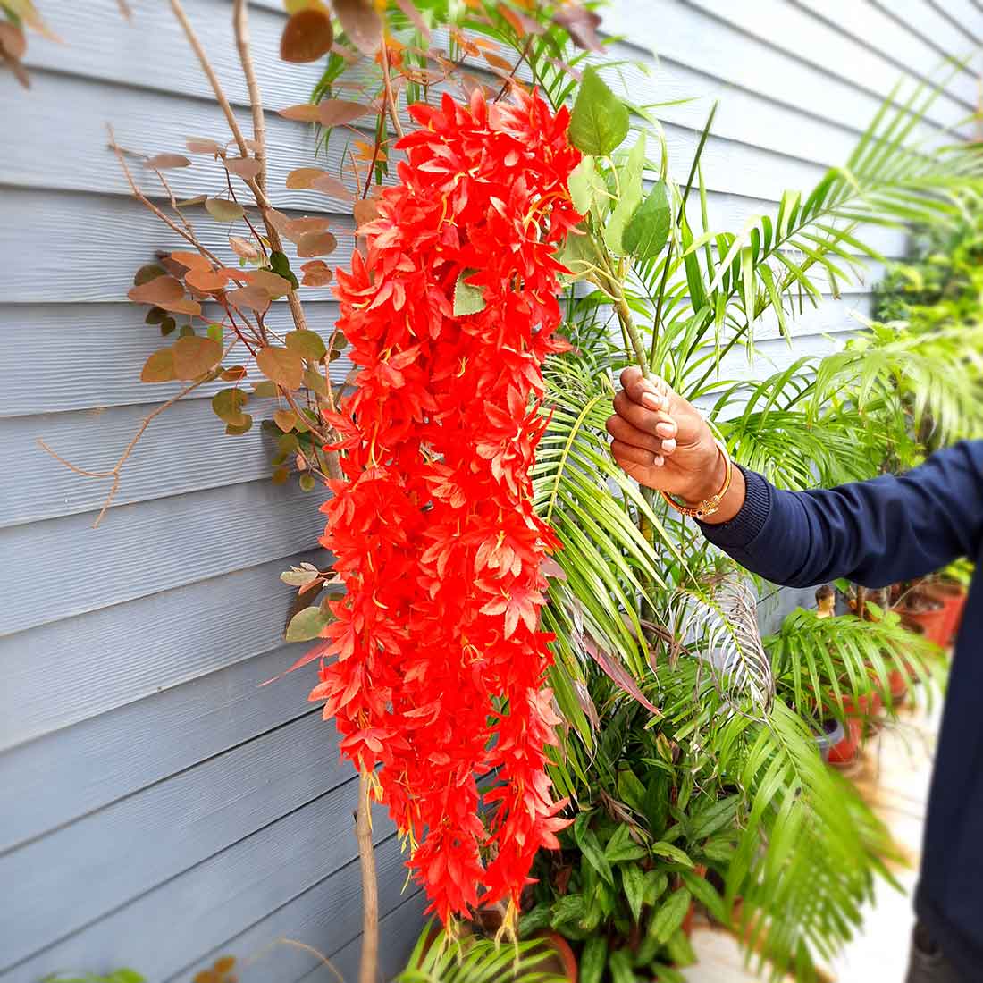 Artificial Wall Hanging Plants- Apkamart #color_Red