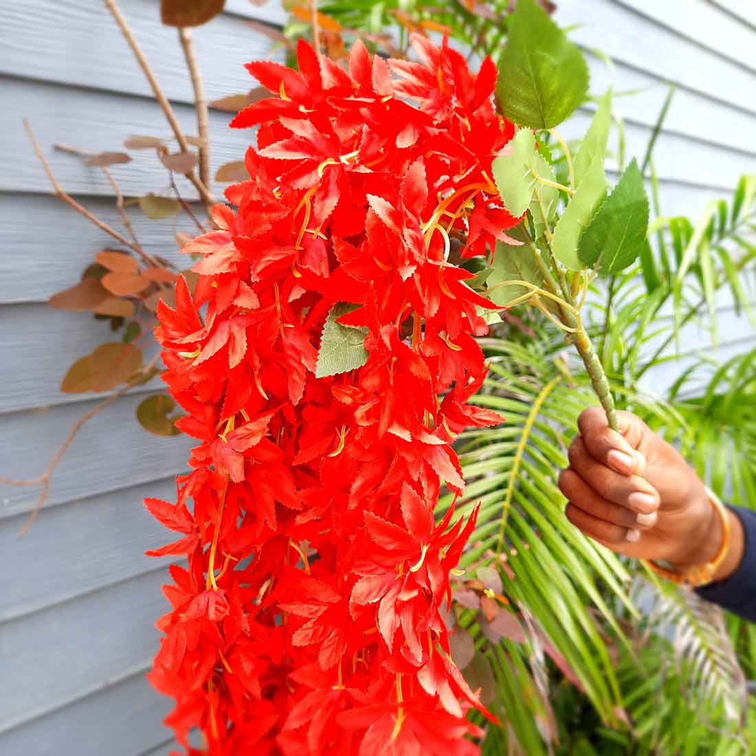 Artificial Wall Hanging Plants- Apkamart #color_Red