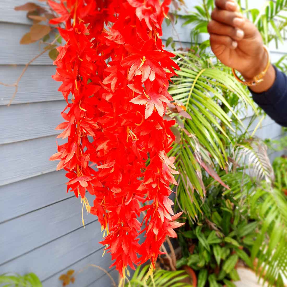 Artificial Wall Hanging Plants- Apkamart #color_Red