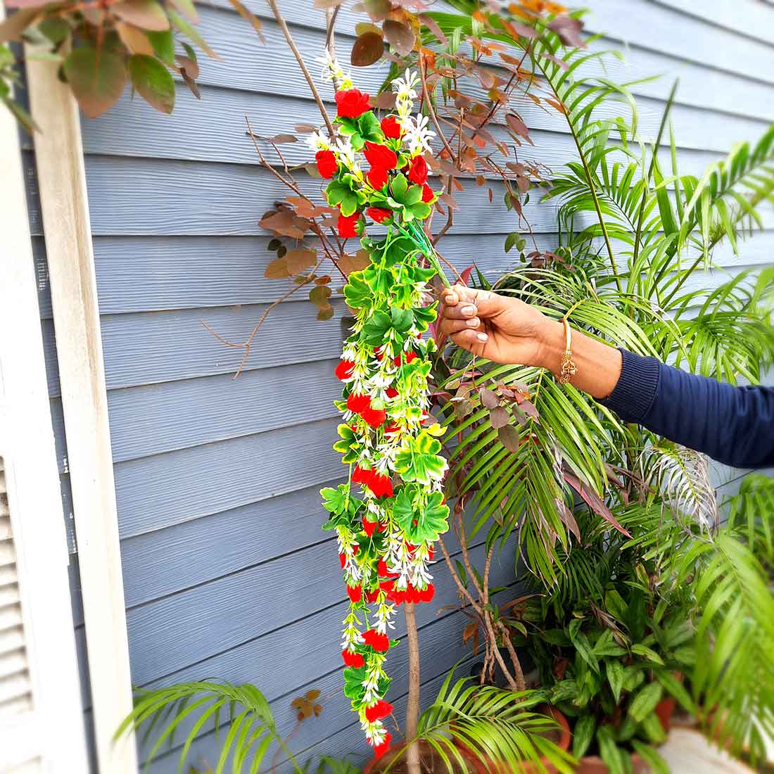 Artificial Flower Bouquet - With Metal Stand - For Home & Office Wall Decor - ApkaMart