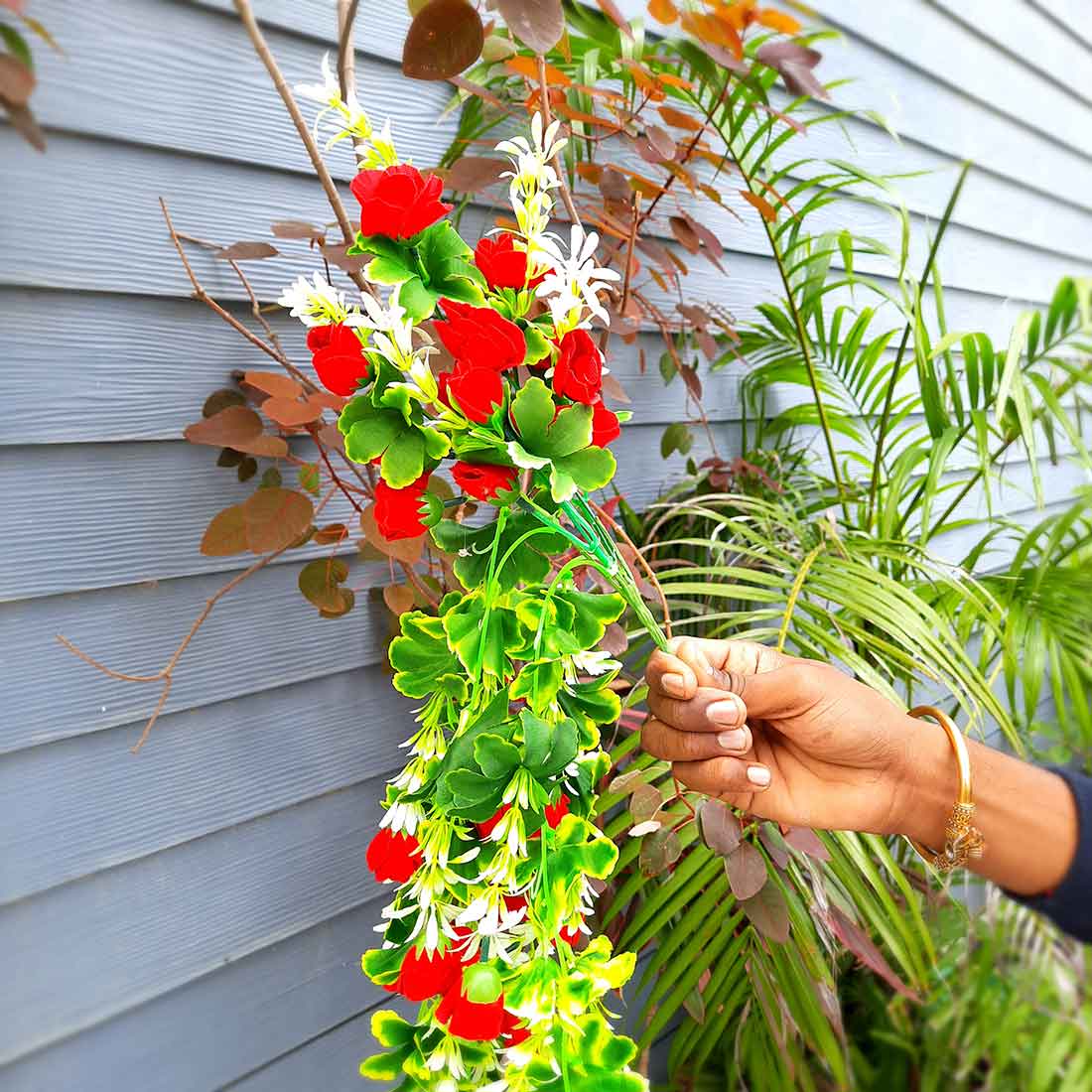 Artificial Flower Bouquet - With Metal Stand - For Home & Office Wall Decor - ApkaMart