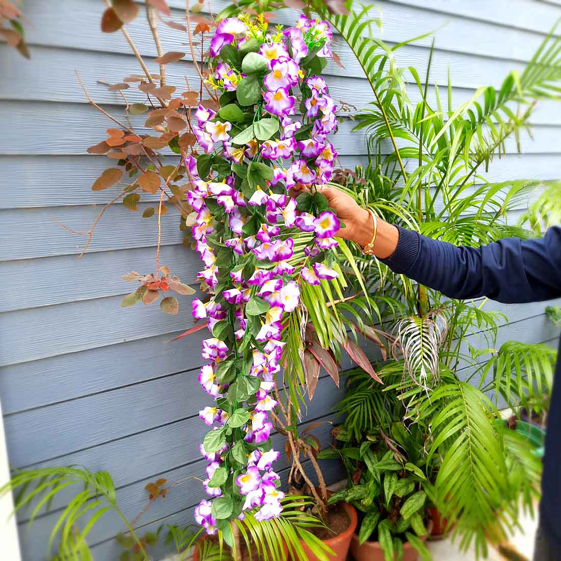 Artificial Wall Hanging Plants- Apkamart #color_Purple