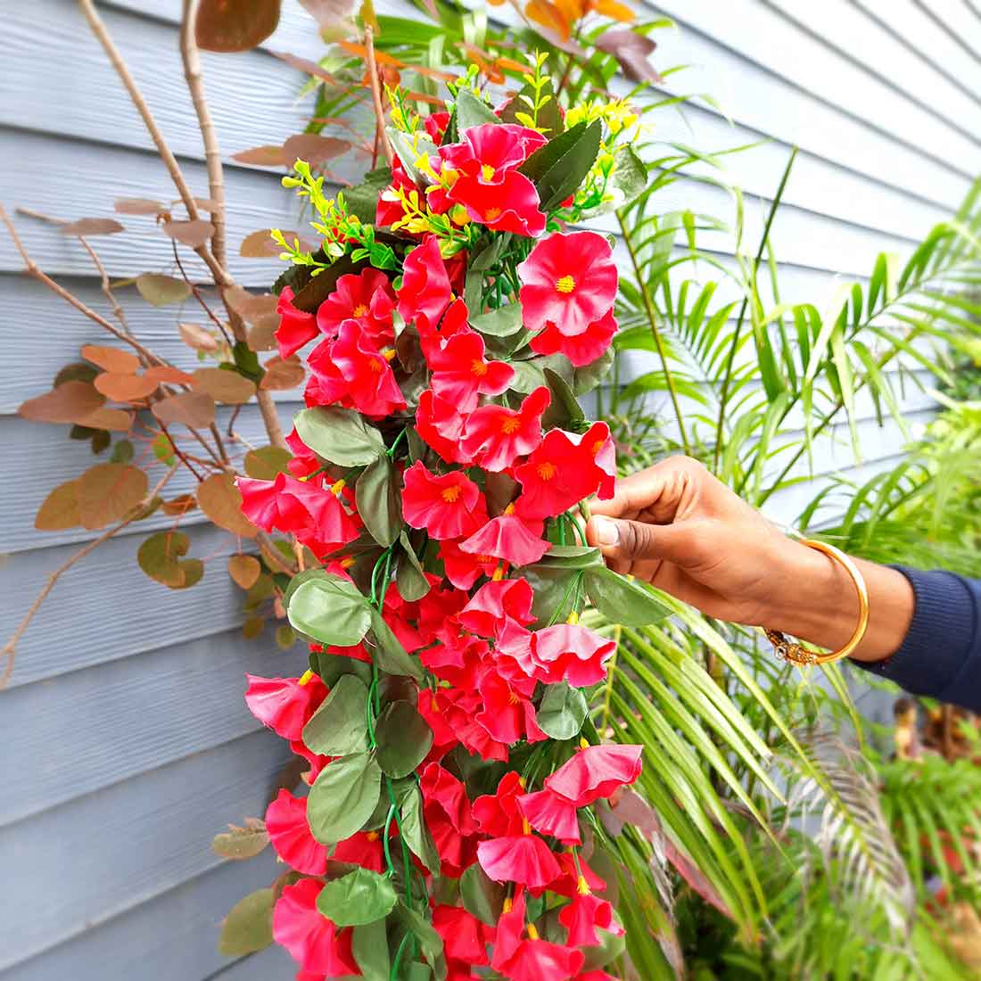 Artificial Wall Hanging Plants- Apkamart #color_Red