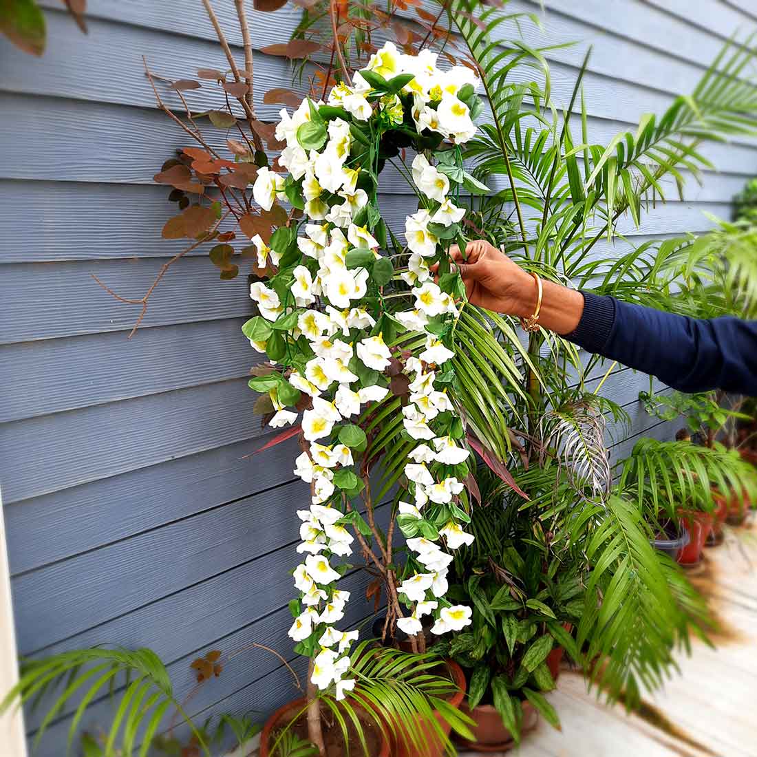 Artificial Wall Hanging Plants- Apkamart #color_White