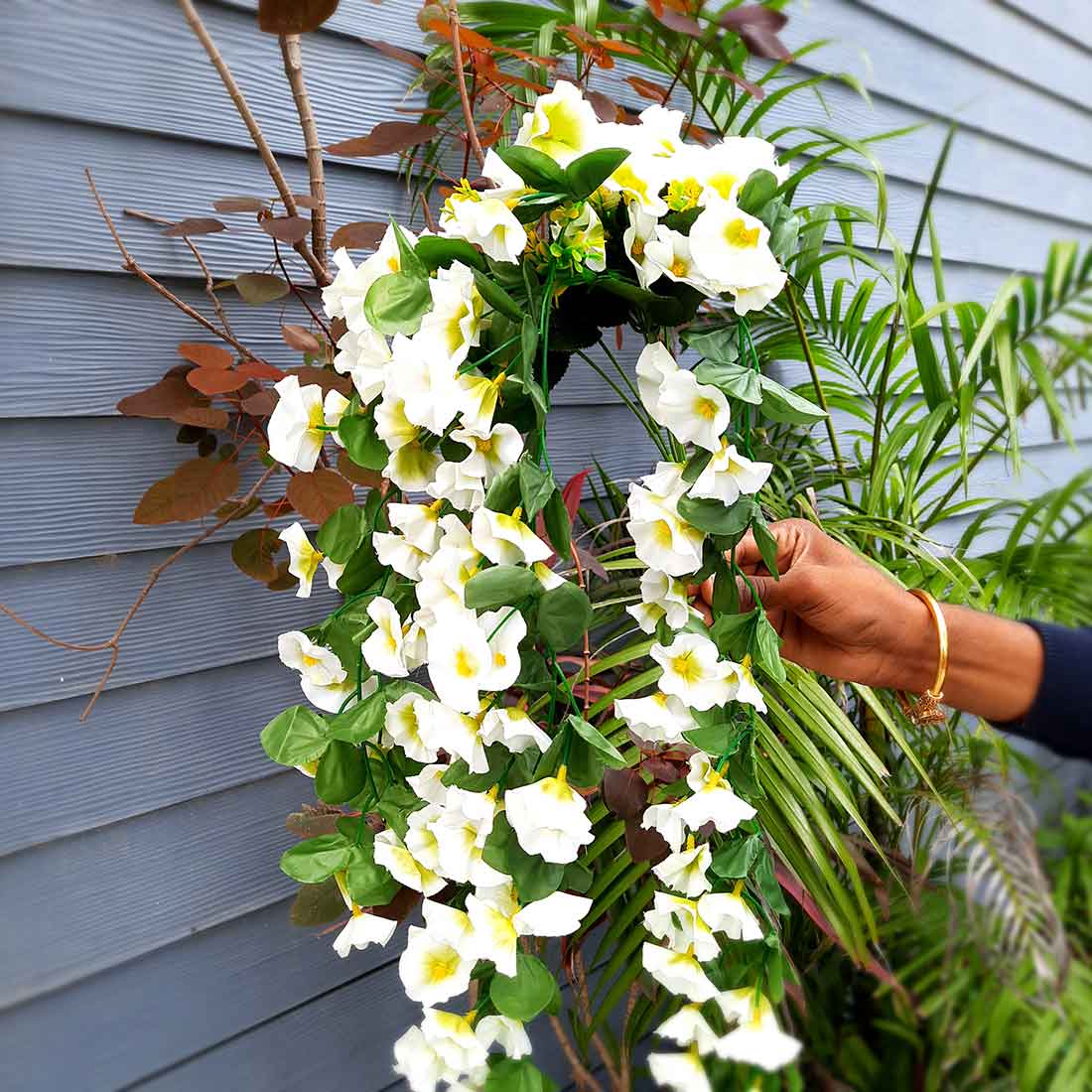 Artificial Wall Hanging Plants- Apkamart #color_White