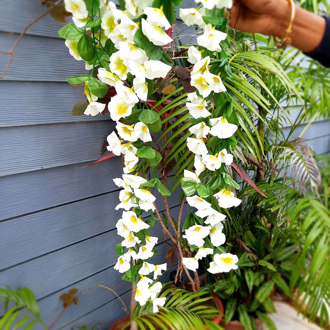 Artificial Wall Hanging Plants- Apkamart #color_White