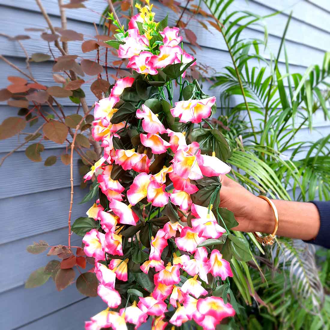 Artificial Wall Hanging Plants- Apkamart #color_Pink