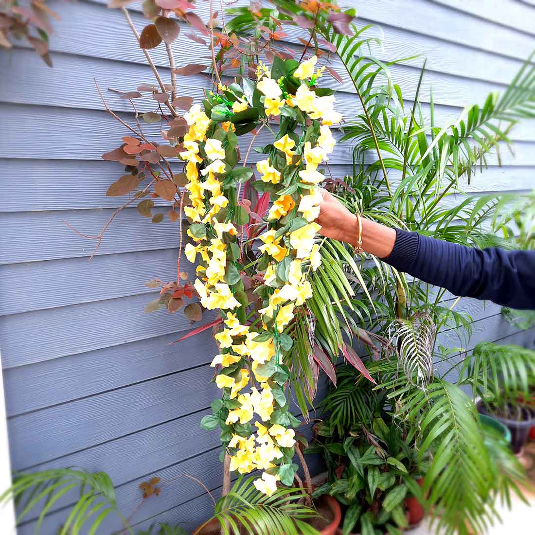 Artificial Wall Hanging Plants- Apkamart #color_Yellow