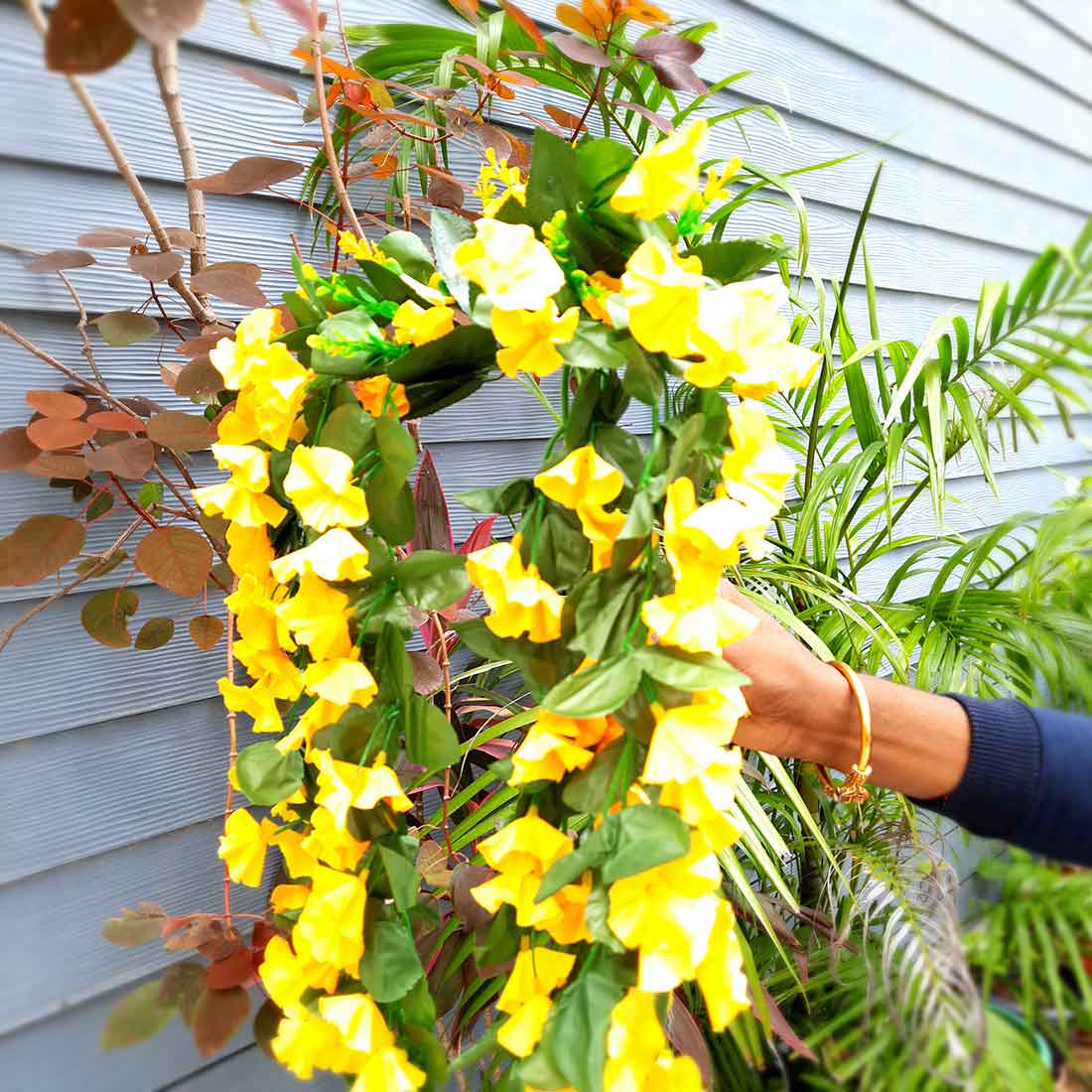 Artificial Wall Hanging Plants- Apkamart #color_Yellow