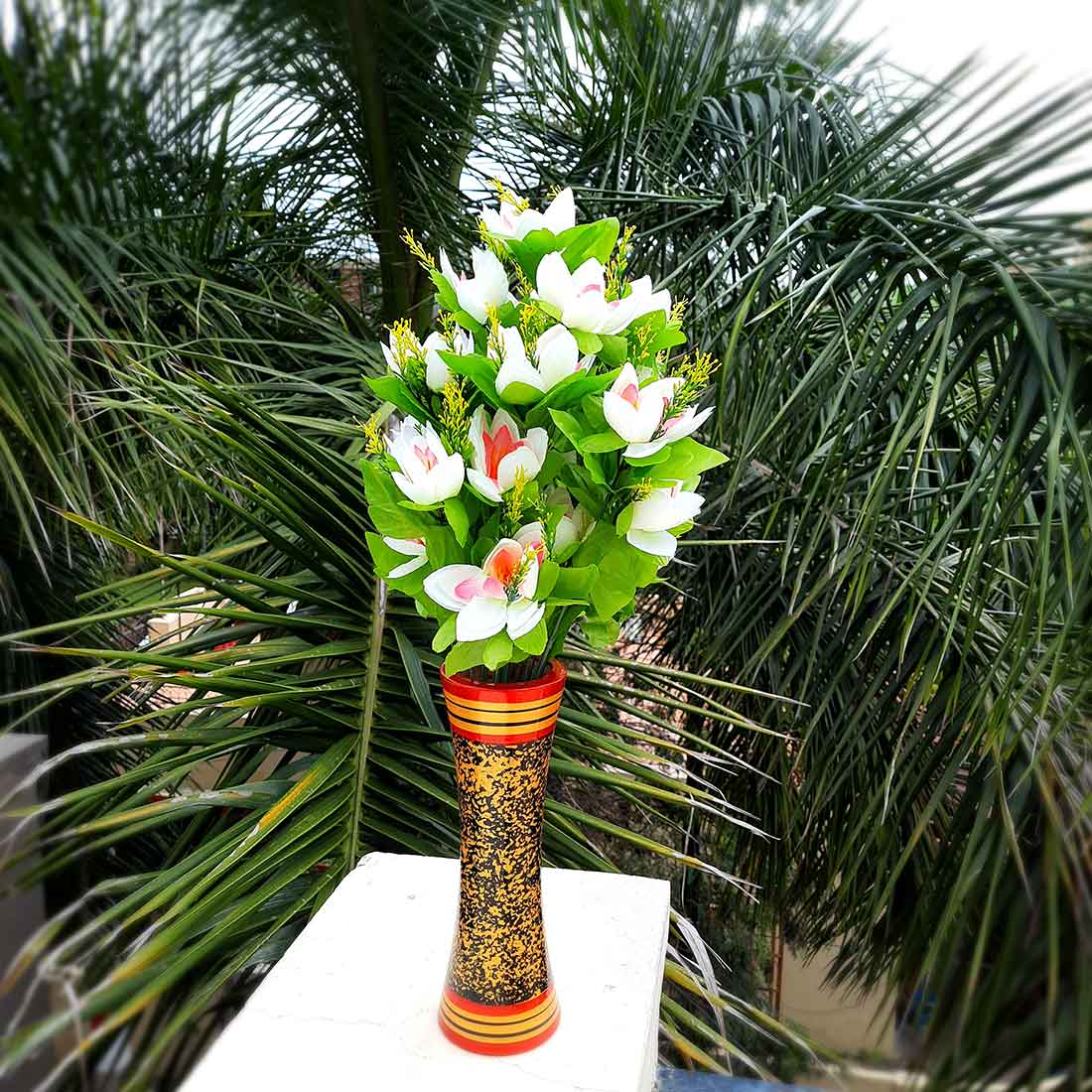 Artificial Flowers Bunch- Apkamart #color_White