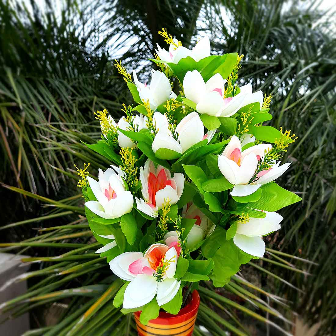 Artificial Flowers Bunch- Apkamart #color_White