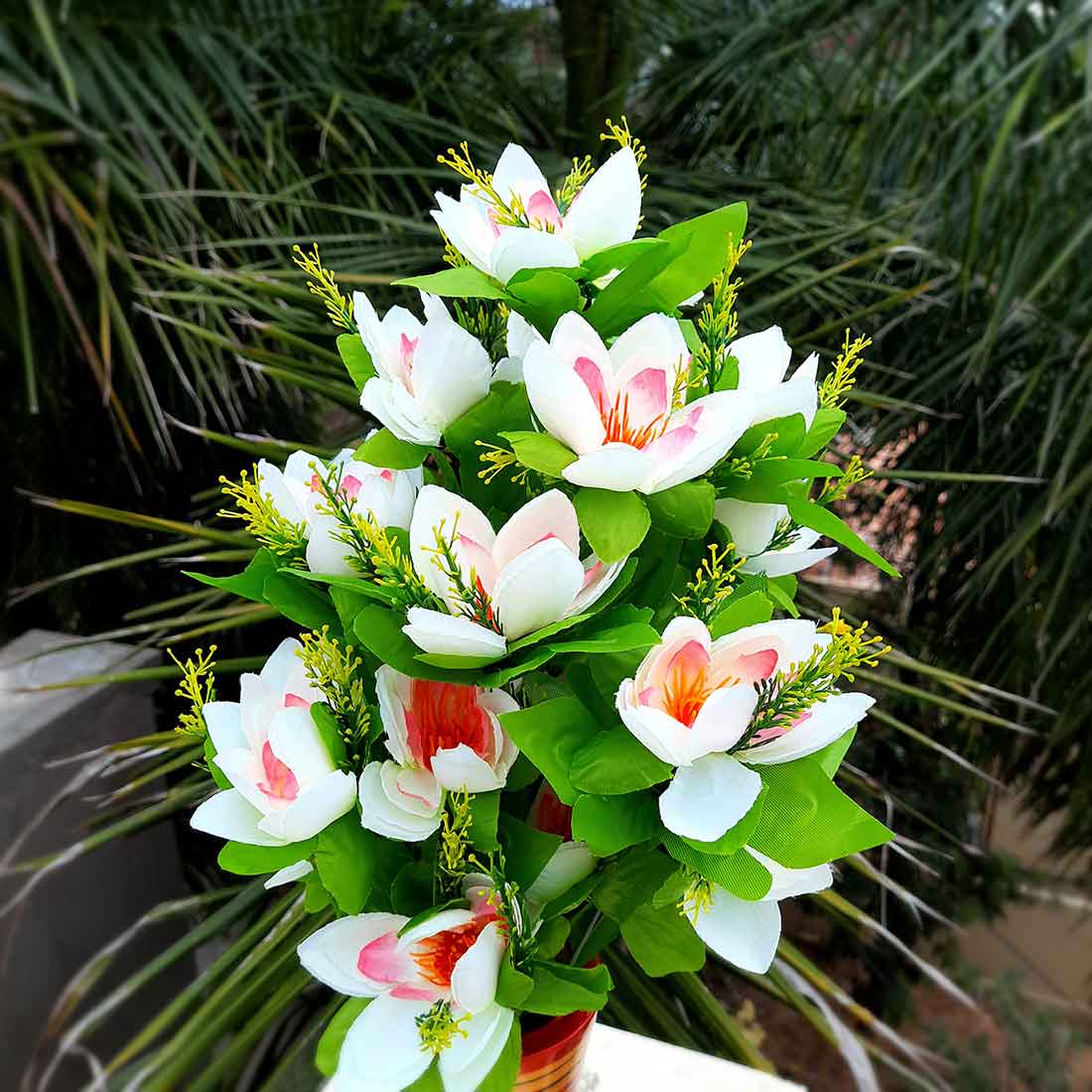 Artificial Flowers Bunch- Apkamart #color_White