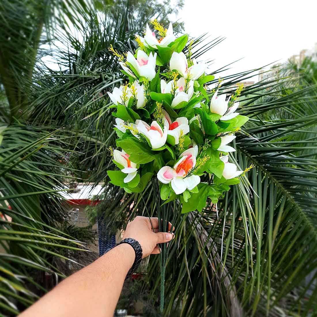 Artificial Flowers Bunch- Apkamart #color_White