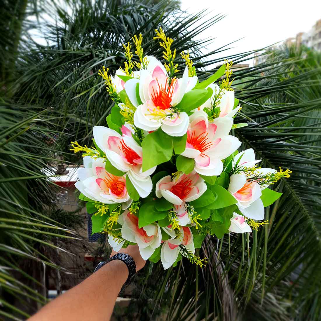 Artificial Flowers Bunch- Apkamart #color_White