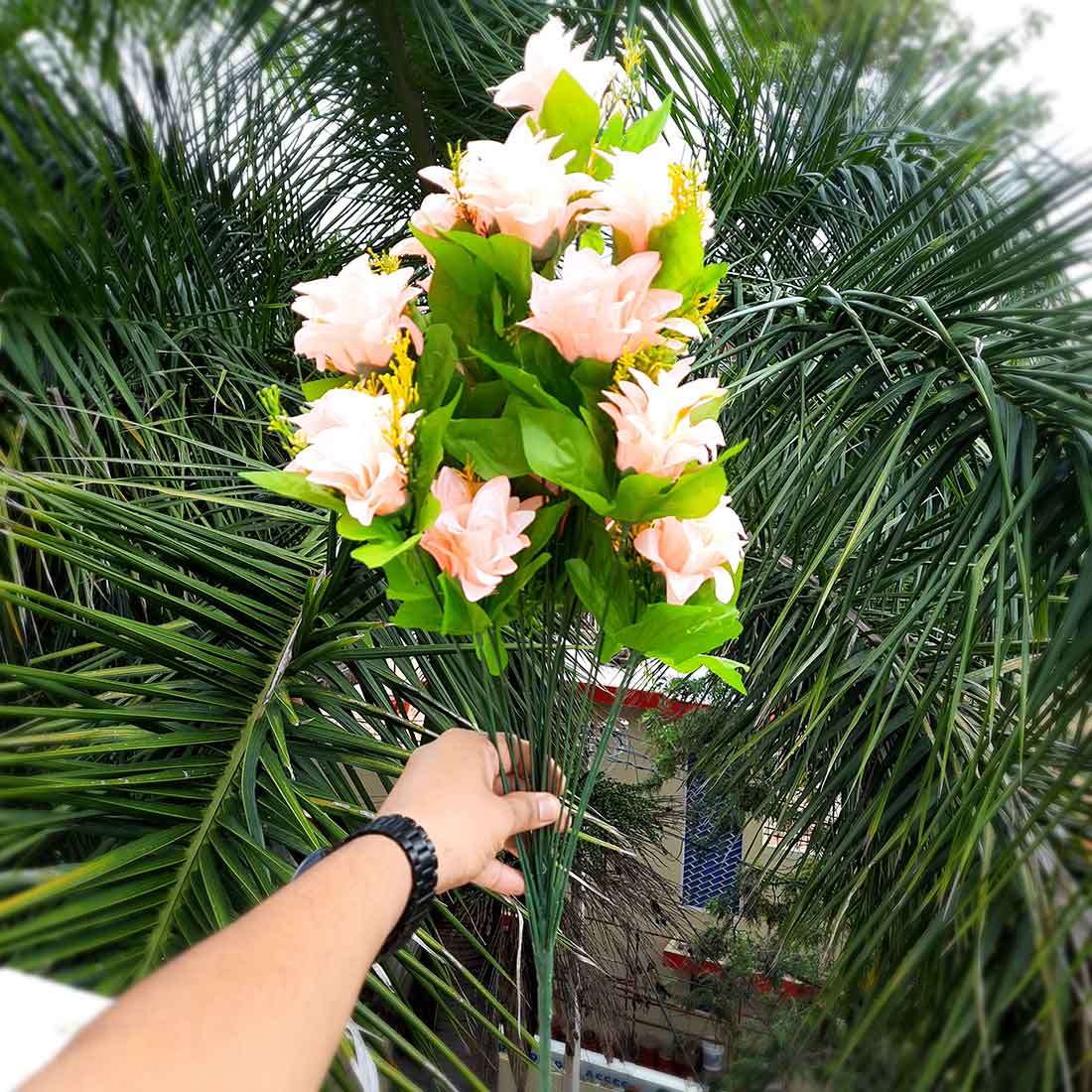 Artificial Flowers Bunch- Apkamart #color_Peach