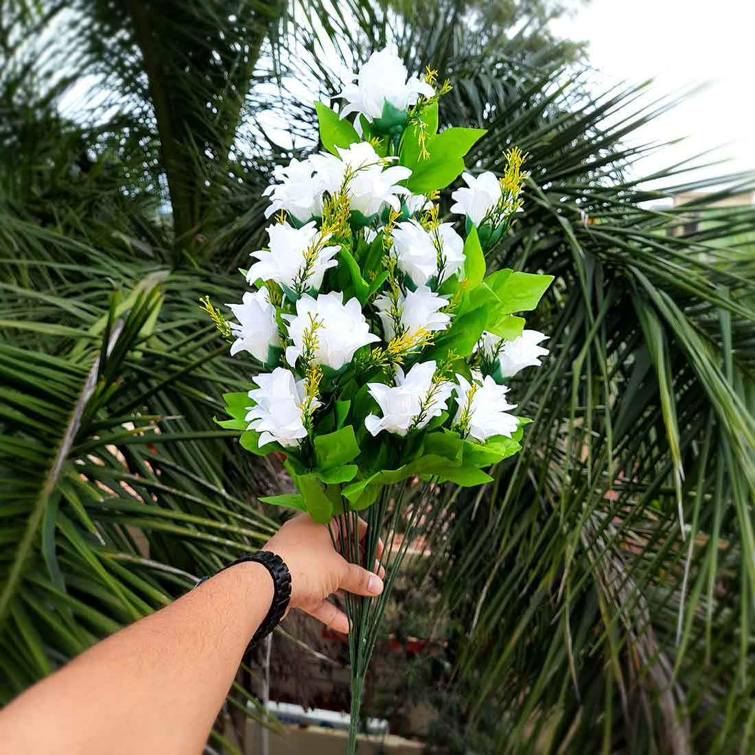 Artificial Flowers Bunch- Apkamart #color_White -2