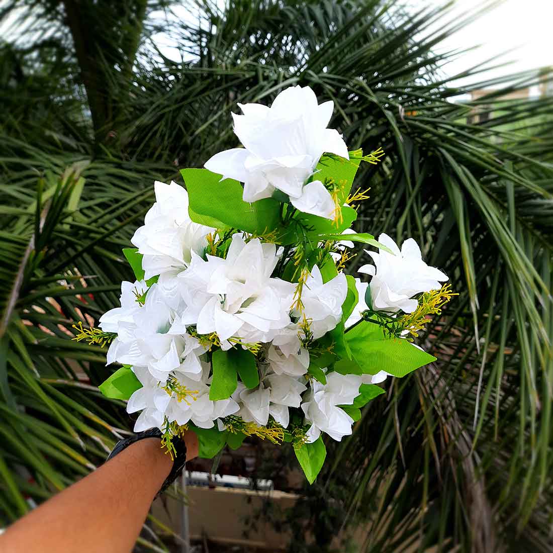 Artificial Flowers Bunch- Apkamart #color_White -2