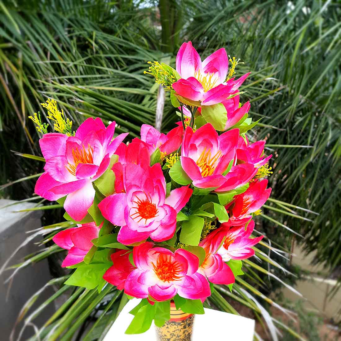 Artificial Flowers Bunch- Apkamart #color_Pink & White