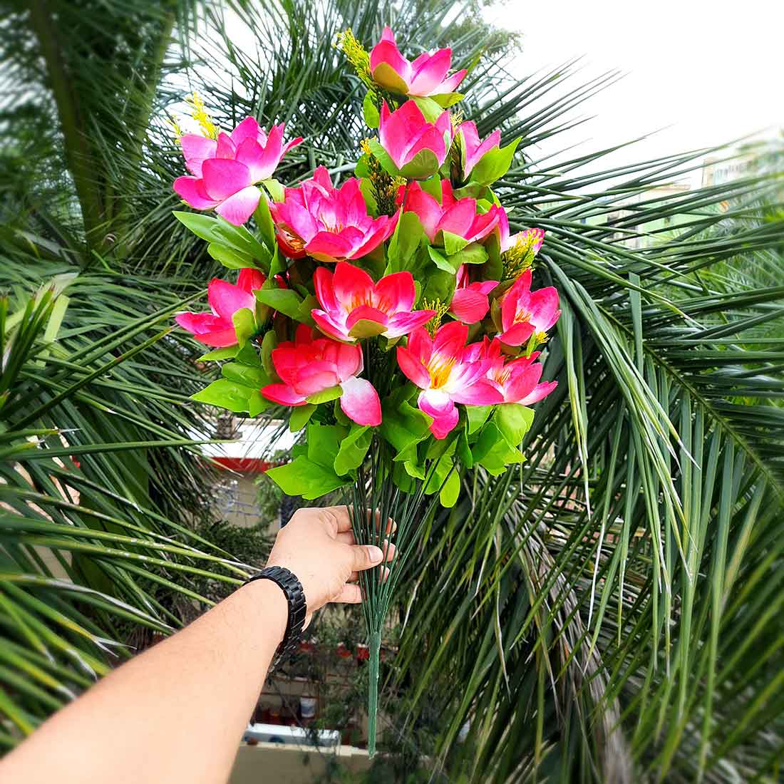 Artificial Flowers Bunch- Apkamart #color_Pink & White