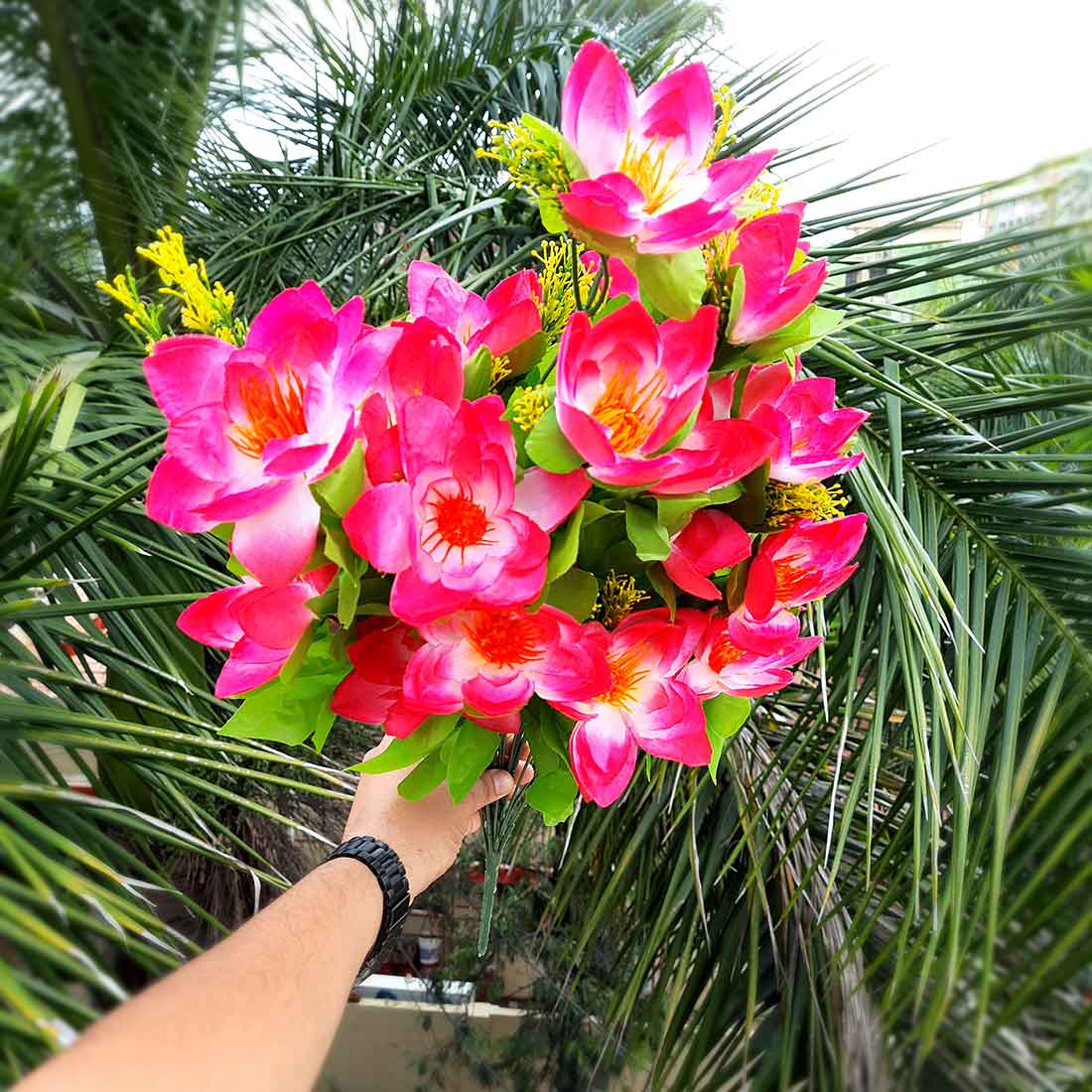 Artificial Flowers Bunch- Apkamart #color_Pink & White