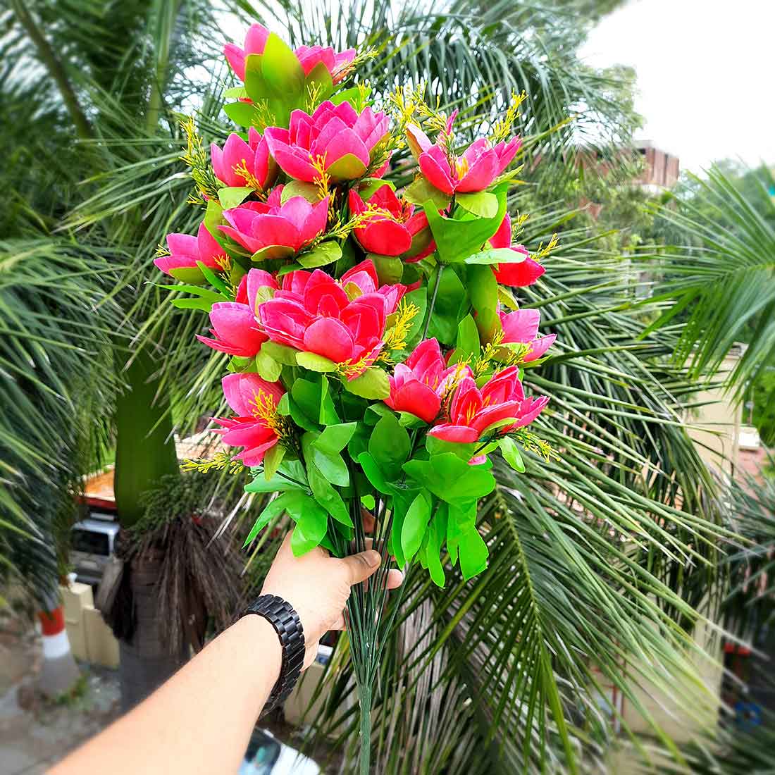 Artificial Flowers Bunch- Apkamart #color_Pink