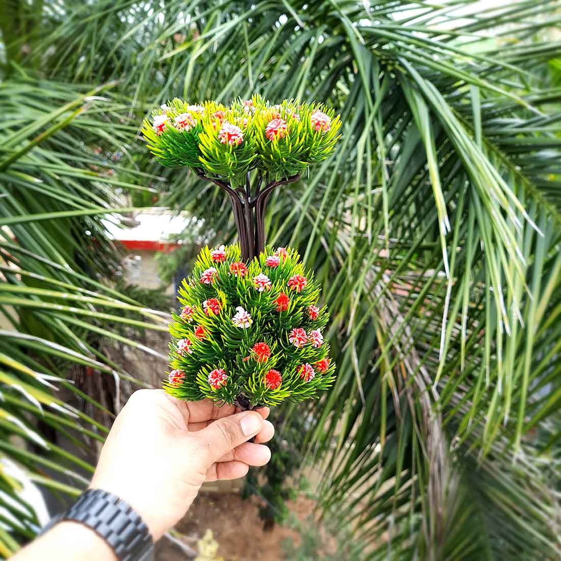 Artificial Plant with Pot- Apkamart #color_Dark Pink