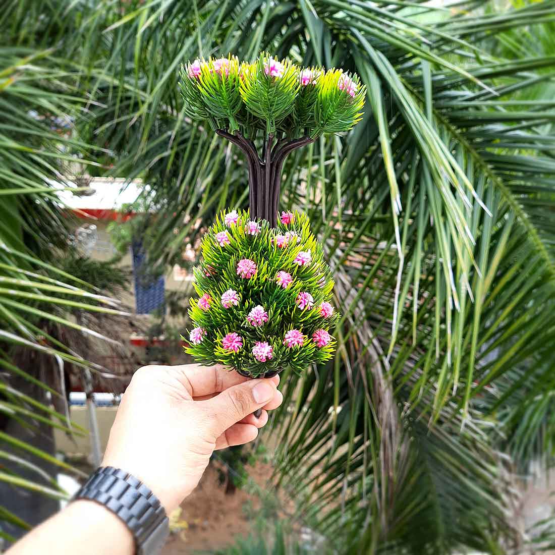 Artificial Plant with Pot- Apkamart #color_Pink