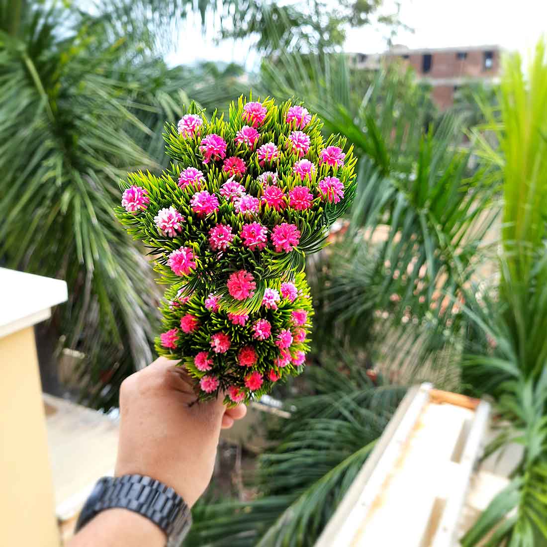 Artificial Plant with Pot- Apkamart #color_Pink