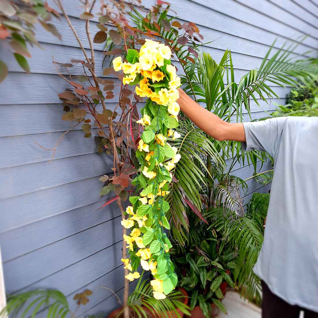 Artificial Wall Hanging Plants- Apkamart #color_Yellow