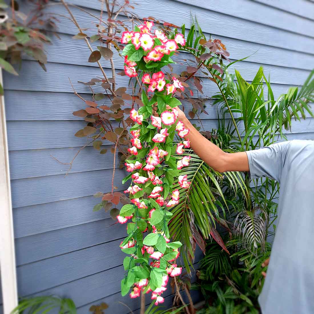 Artificial Wall Hanging Plants- Apkamart #color_Pink