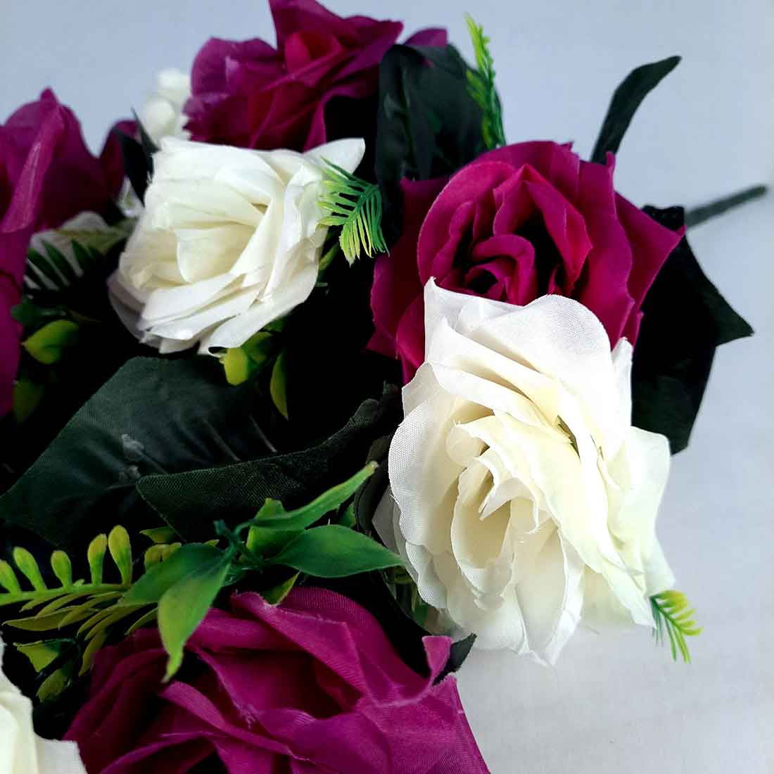 Artificial Flowers Bunch- Apkamart #color_White & Purple