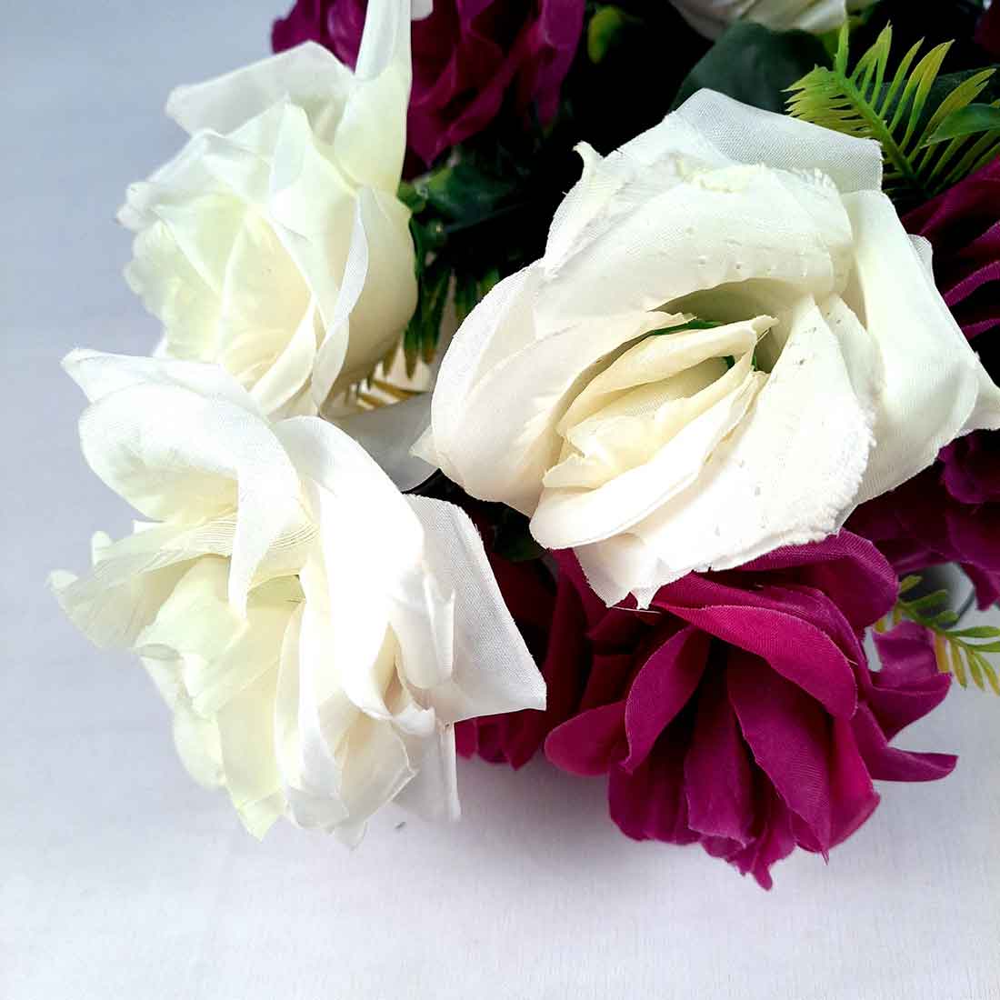 Artificial Flowers Bunch- Apkamart #color_White & Purple