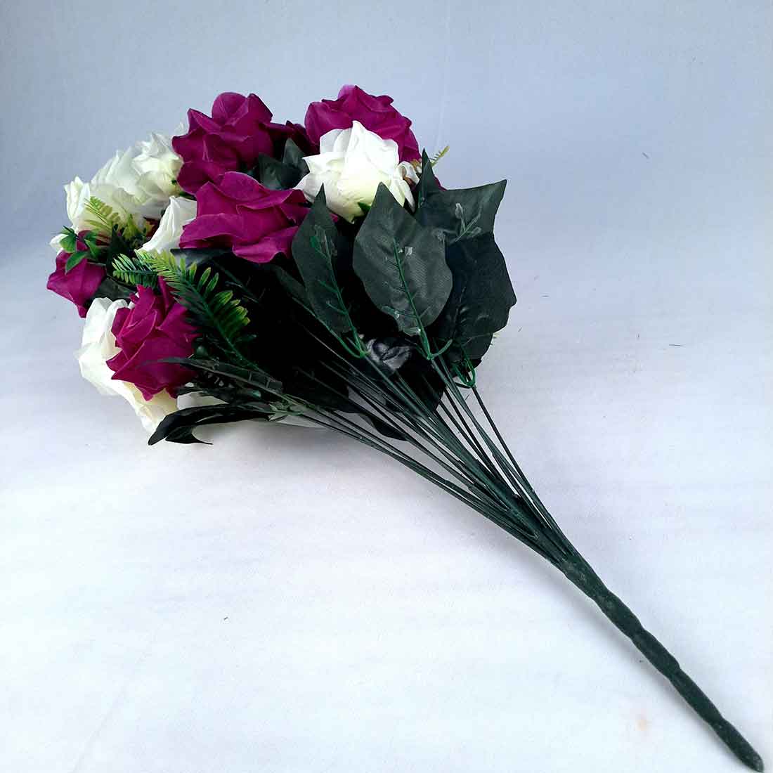 Artificial Flowers Bunch- Apkamart #color_White & Purple