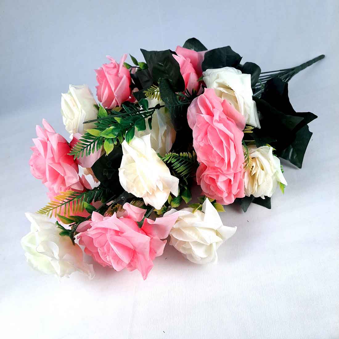 Artificial Flowers Bunch- Apkamart #color_White & Pink