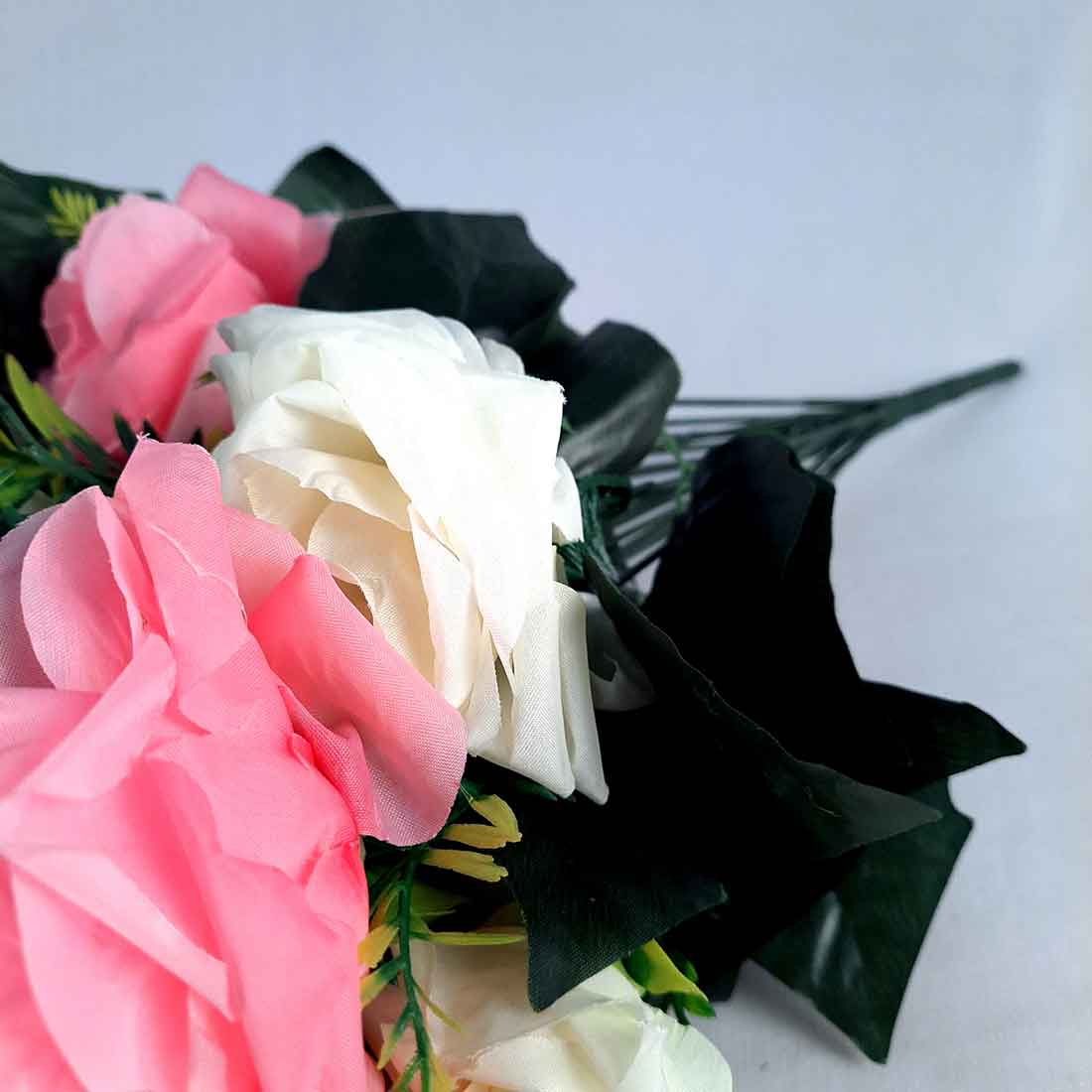 Artificial Flowers Bunch- Apkamart #color_White & Pink
