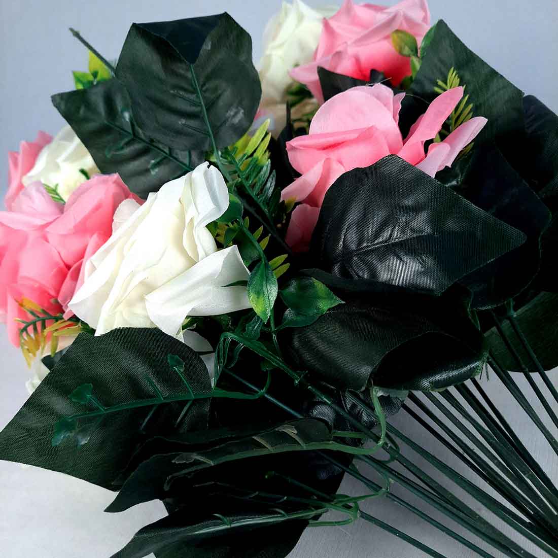 Artificial Flowers Bunch- Apkamart #color_White & Pink