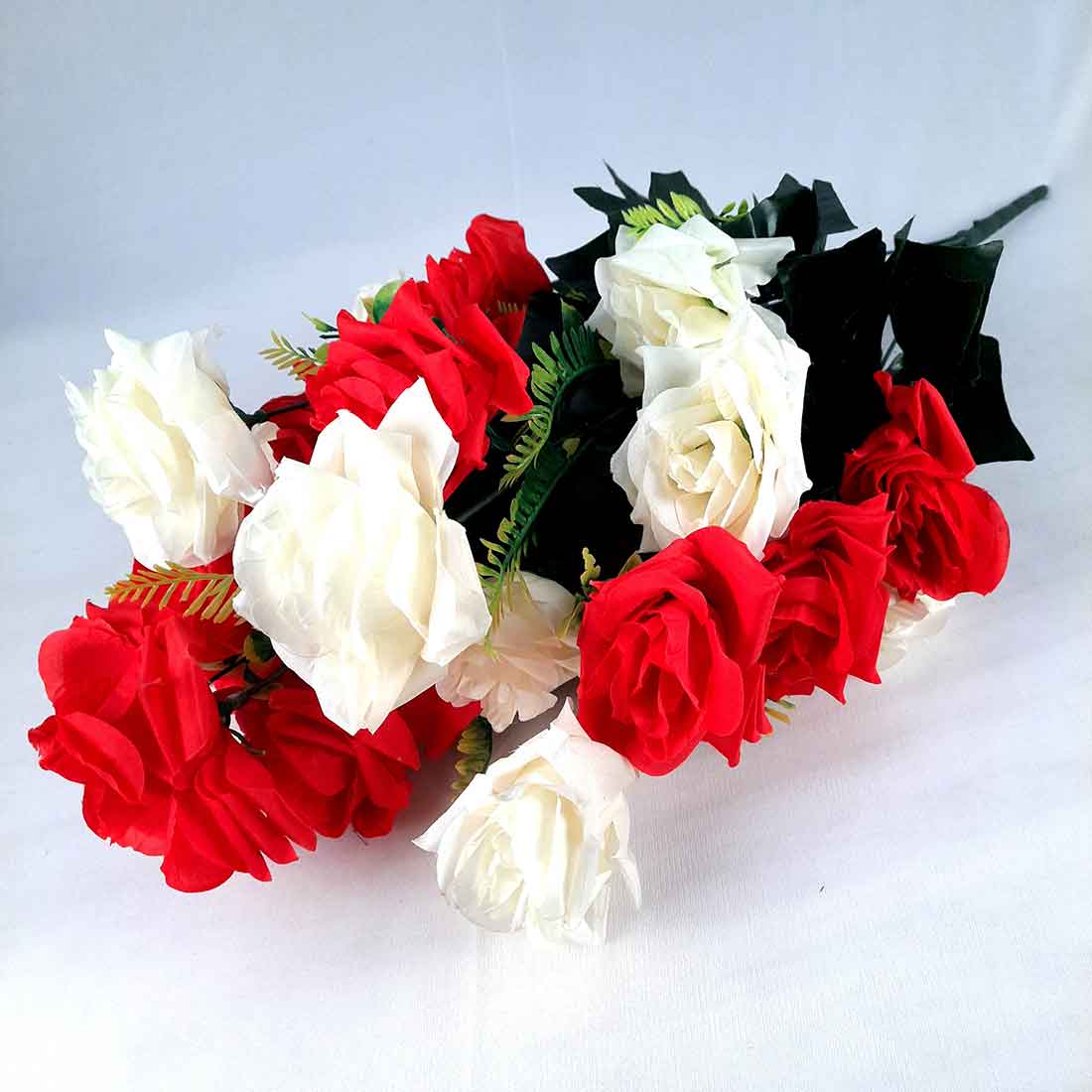 Artificial Flowers Bunch- Apkamart #color_Red & White