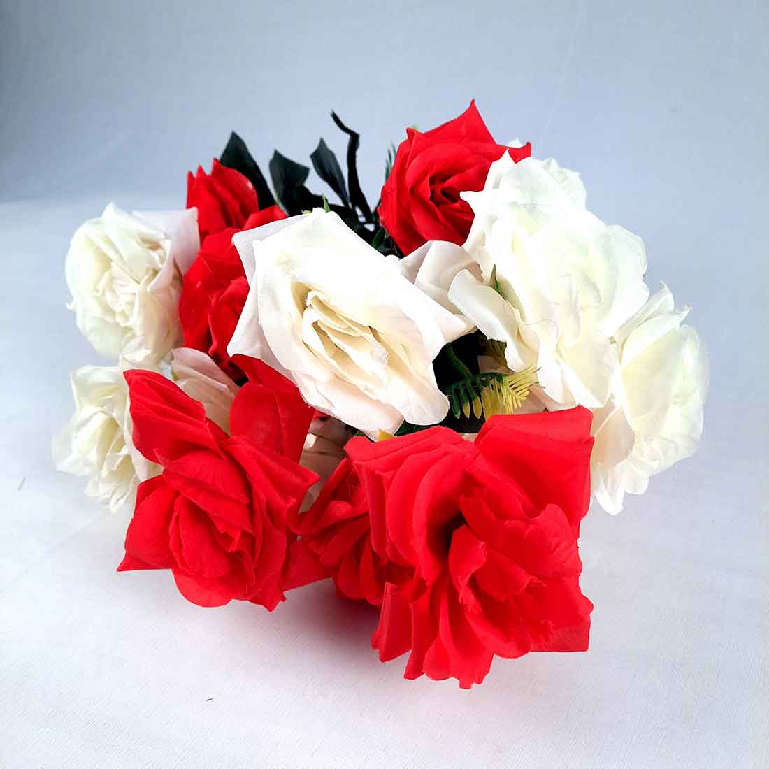 Artificial Flowers Bunch- Apkamart #color_Red & White
