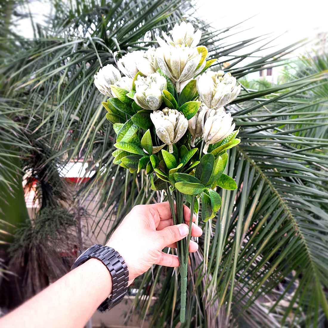 Artificial Flowers Bunch- Apkamart #color_White