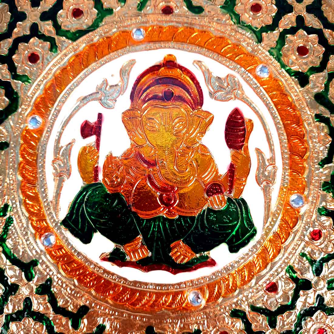 Decorated Pooja Thali- Apkamart #color_Green