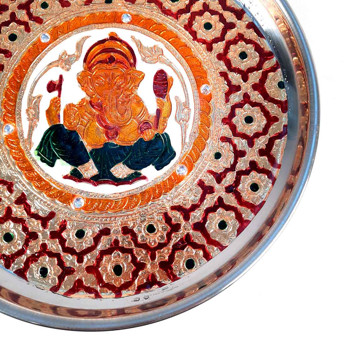 Decorated Pooja Thali- Apkamart #color_Red