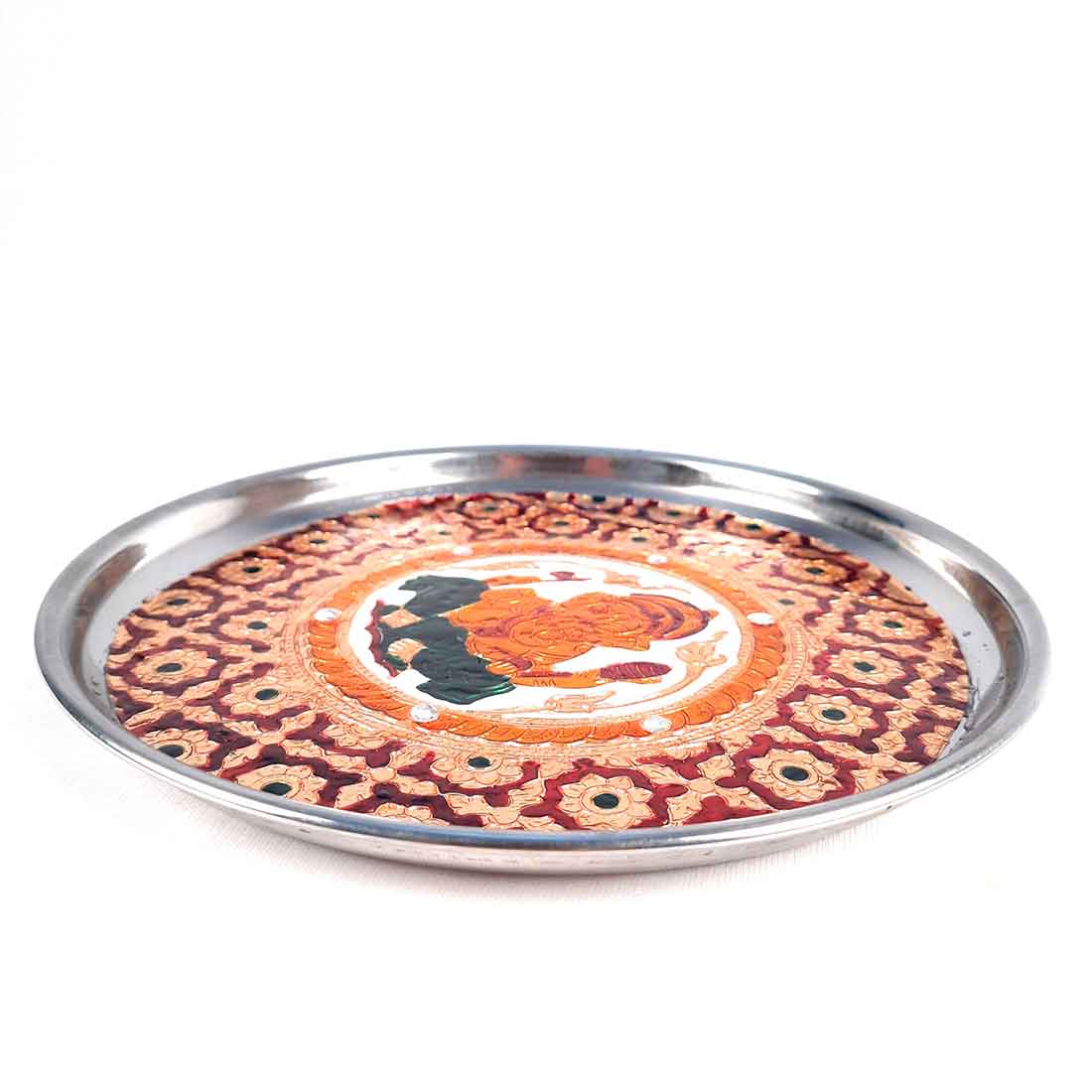 Decorated Pooja Thali- Apkamart #color_Red