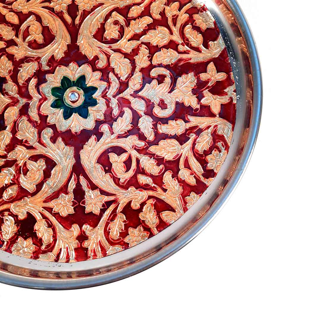 Decorated Pooja Thali - Apkamart #color_Red