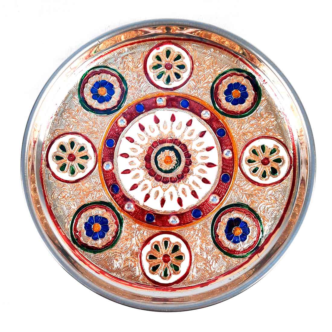 Decorative Pooja Thali - For Pooja, weddings & Festivals - 9 Inch - ApkaMart