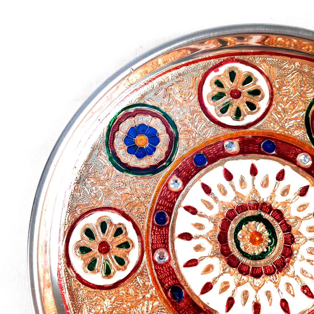 Decorative Pooja Thali - For Pooja, weddings & Festivals - 9 Inch - ApkaMart