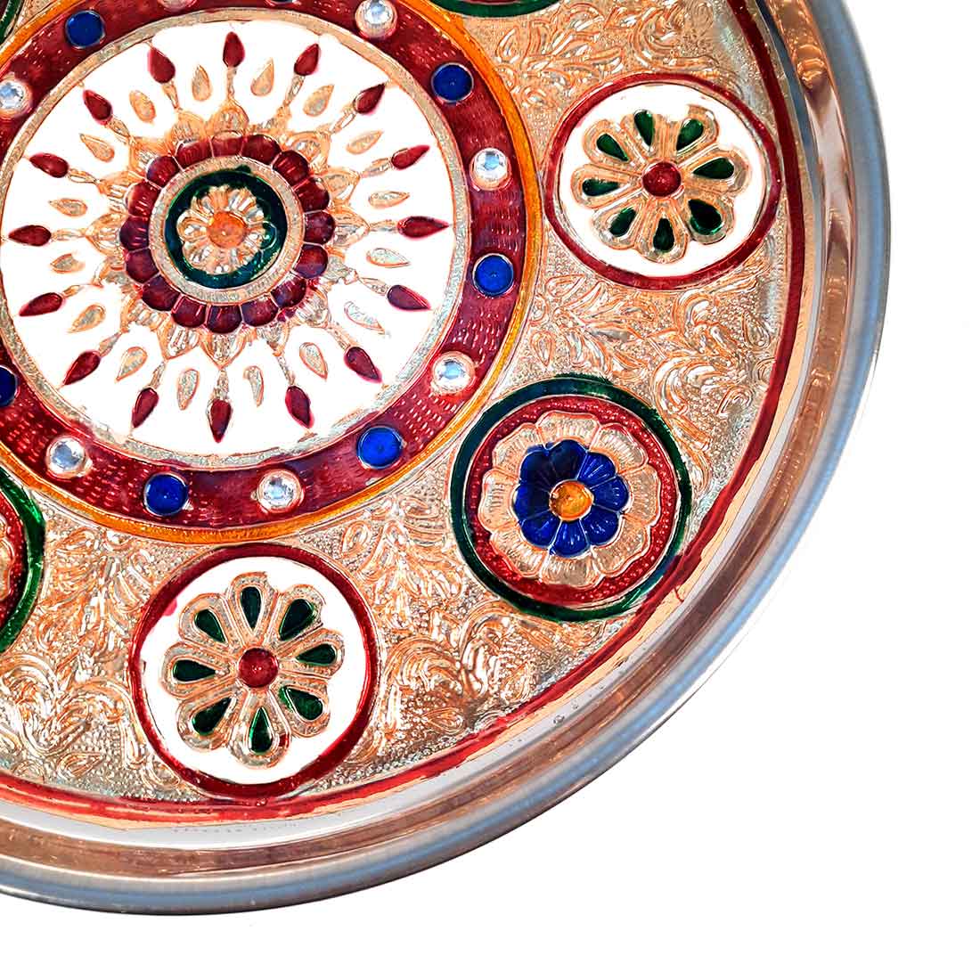 Decorative Pooja Thali - For Pooja, weddings & Festivals - 9 Inch - ApkaMart