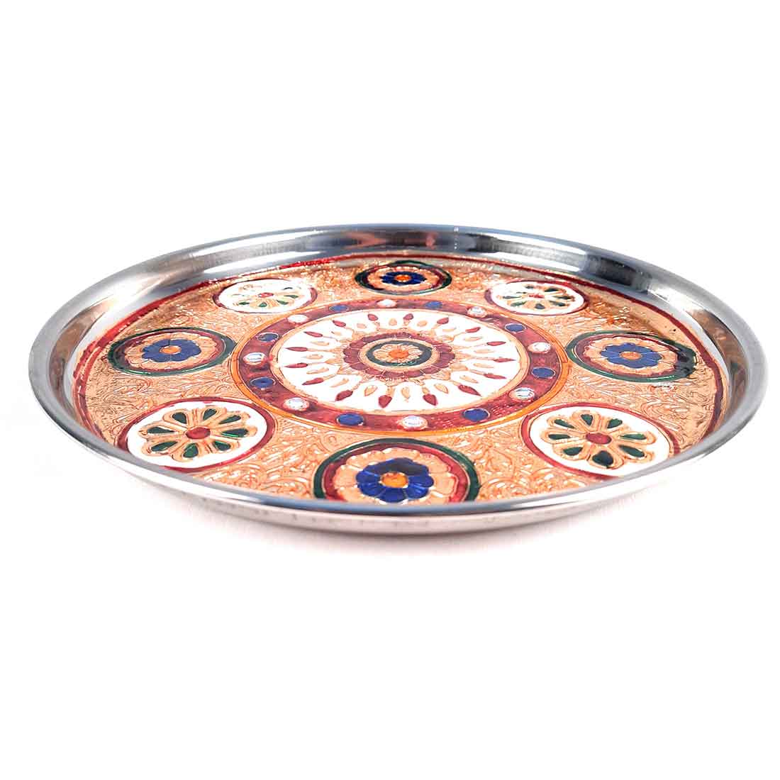 Decorative Pooja Thali - For Pooja, weddings & Festivals - 9 Inch - ApkaMart