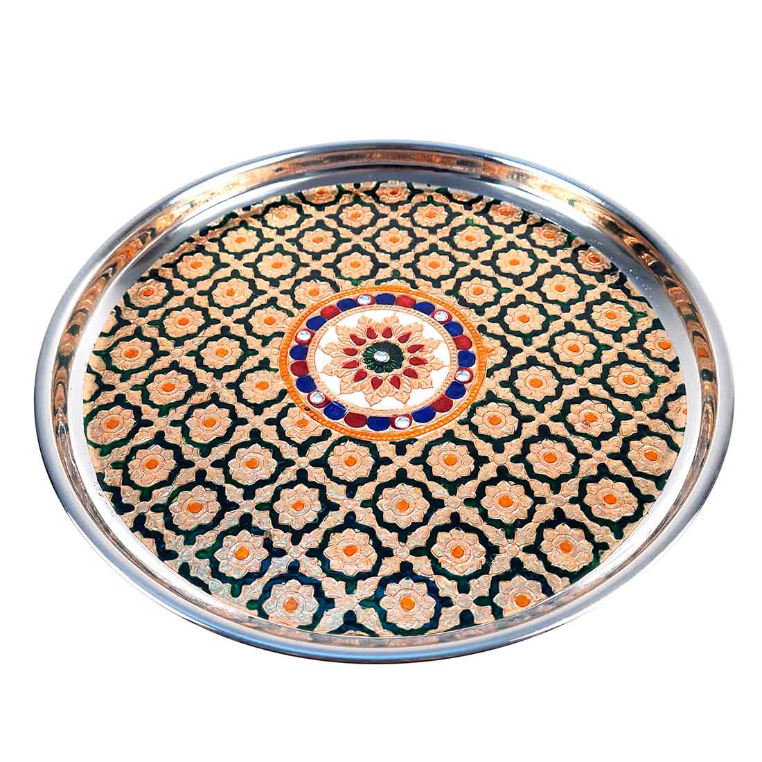 Decorated Pooja Thali- Apkamart #color_Green