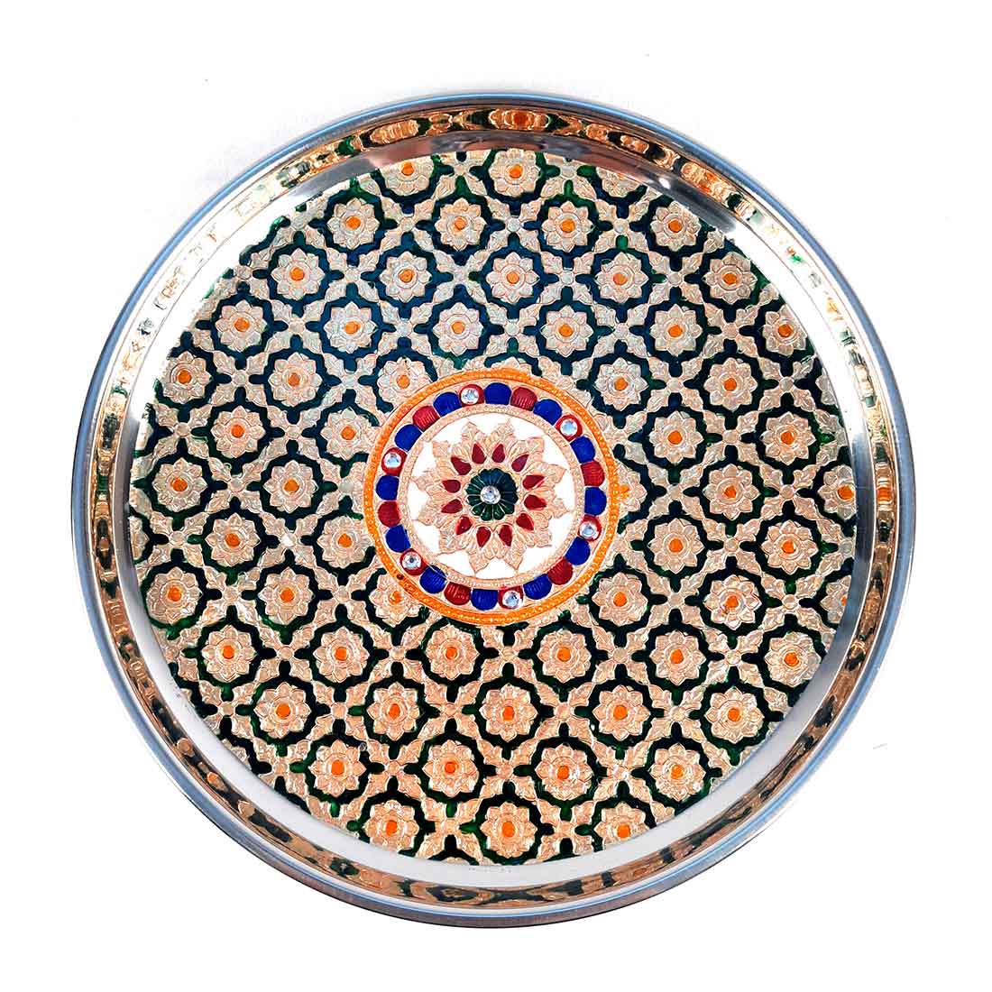 Decorated Pooja Thali- Apkamart #color_Green