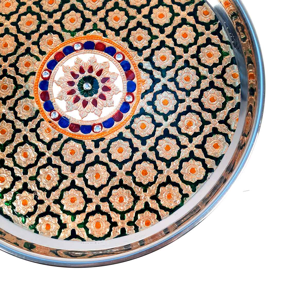 Decorated Pooja Thali- Apkamart #color_Green